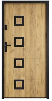 Vente-unique - Puerta de entrada de acero con inox Alt. 207 x Ancho 100 cm acabado roble - apertura derecha - TIFANA