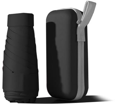 ZOMAKE Regenschirm Mini Faltba,Uv Schutz Kleiner Kompakt Reiseschirm Für Sonnige Und Regnerische Tage,Mini Pocket Regenschirm Winddicht Mit Etui Für Herren Damen Jugendliche(Schwarz)