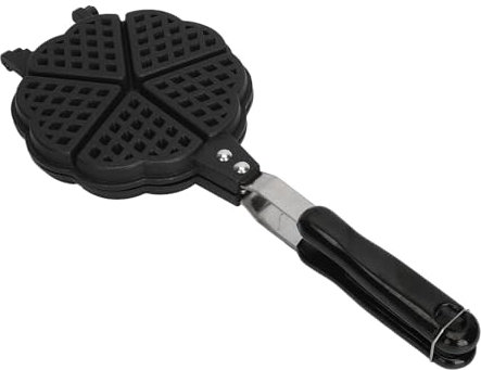 Waffle Maker, Heart Shaped Mini Stovetop Pan Cookware Set Non Stick Camping Portable Breakfast Double Side with Long Handle for Waffles Pancakes Toaster 5.9in