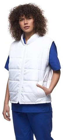 Gilet da lavoro unisex, leggero, trapuntato, morbido, vestibilità comoda, materiale traspirante, design classico ed economico per abbigliamento da lavoro o per il tempo libero, bianco, XL