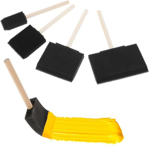 4 Stück Schaumstoffpinsel Malerei Farbschwammpinsel mit Holzgriff Malutensilien Set Schaumstoffpinsel zum Malen Farbapplikator Malschwammstempel Malzubehör für DIY Bastelprojekte 4 Größen