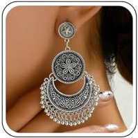 TseenYi Pendientes Colgantes Gitanos Pendientes Vintage Gitanos Pendientes Colgantes Plata Indios Tradicionales Étnicos Medio Oriente India Pendientes Bola Beadeds Borla Gota Pendientes