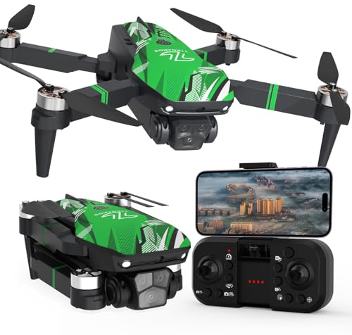 TTROARDS TT19 Drones con Motor sin Escobillas, Dron con Cámara 1080P, Función de Evitación de Obstáculos, Resistencia al Viento de Nivel 3, Cuadricóptero Plegable para Principiantes, Verde