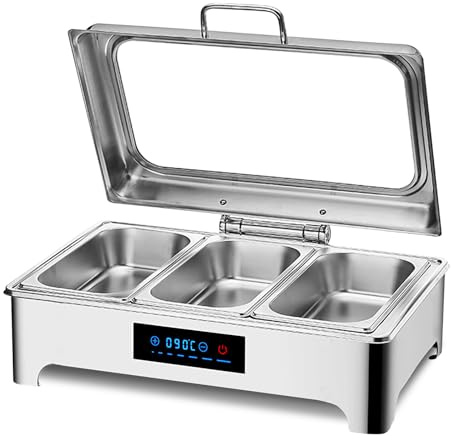 Aocay Chafing Dish Electrico 9L, Profesional Calentador de Buffet Electrico Acero Inoxidable, Calentador de Comida Buffet Electrico con Control Inteligente para Buffet, Catering y Fiestas (1/3)