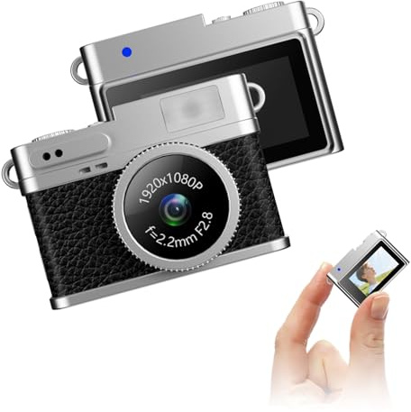 OBEST Mini cámara digital retro, cámara HD de 12 MP, pantalla IPS a color de 0,96 pulgadas, vídeo Full HD de 1080p, soporte máximo para tarjetas de memoria de 128 G