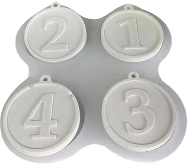 LLLmhuaa Stampi rotondi per ciondoli a forma di numero 1234 portachiavi da appendere ornamenti in gesso decorazioni per sacchetti in silicone