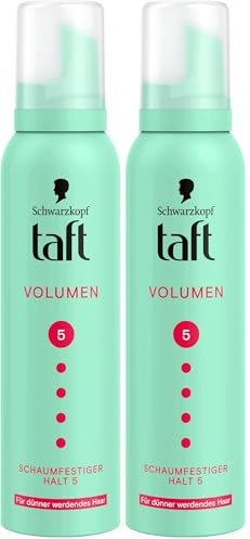 TAFT Schaumfestiger Volumen dünner werdendes Haar, Haltegrad 5 (150 ml), Haarschaum für Volumen und sehr starken Halt, Haarstyling mit 24 Stunden langanhaltendem Halt (Packung mit 2)