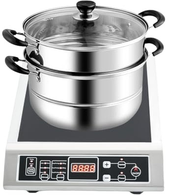 Cocina de inducción portátil de 3500 W, 10 niveles de potencia de control de botones, placa de inducción de cerámica para freír, revolver, hervir y cocer a fuego lento, placa de cocción de 30 cm