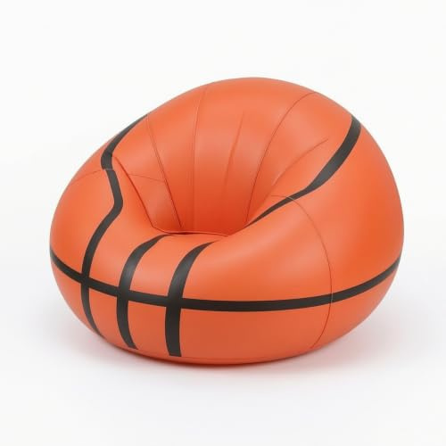 PETSOLA Pouf Gonflable Décontractant Fauteuil Gonflable Facile à Stocker Siège pour Jardin, Festival, Orange, Fauteuil Gonflable De Basket-Ball Orange