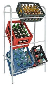 Spetebo Getränkekistenregal aus Metall 116 x 50 cm - in weiß für 6 Kisten – Flaschenkastenregal für genormte Getränkekästen – Regal für Getränkekisten Kastenständer Klappbox Ordnungssystem