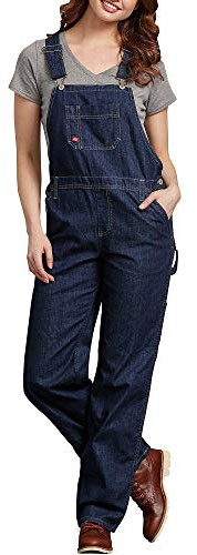 Dickies, dam, hängselbyxor i avslappnad stil med raka ben, Mörk indigo, S