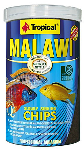 Tropical Malawi Mbuna Chips für Malawisee-Cichliden der Mbuna-Gruppe - zutatenreiches Futter, langsam sinkender Chips für die tägliche Fütterung - 1000ml/520g