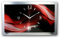 Kreative Feder 3D Designer-Wanduhr Red & Black in modernem Metallic-Design; leise Funkuhr mit glänzendem Motiv wahlweise in Zwei Größen (Red & Black, 50x30cm; leises Funkuhrwerk)