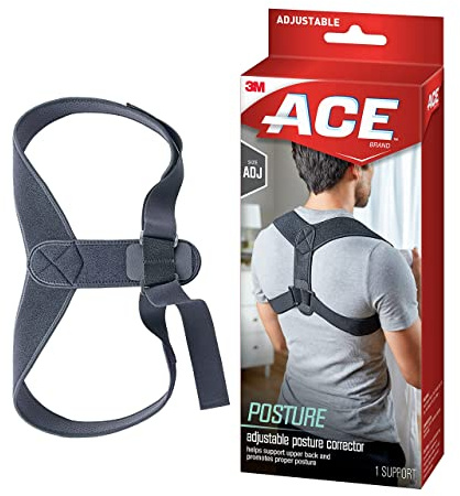 ACE Brand Posture Corrector, Posture Correction, Adjustable, Hook-and-Loop Shoulder Straps Provide Secure Fit, Posture Support Fits Discreetly Under Clothing, One Size Fits Most