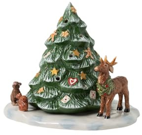 Villeroy & Boch - Christmas Toy’s Memory Sapin de Noël avec des Animaux de la forêt, Figurine décorative en Porcelaine Dure, Convient pour Les Bougies Chauffe-Plat, Multicolore, 23 x 17 x 17 cm