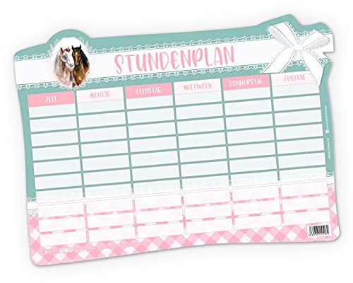 itenga Stundenplan DIN A4 magnetisch Motiv Pferde 31x22,5cm abwischbar z.B. für den Kühlschrank für Mädchen