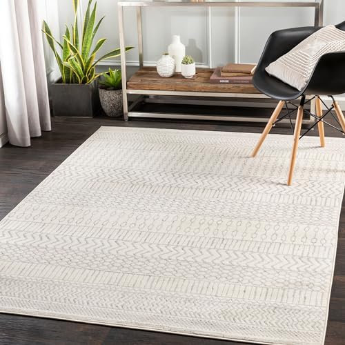Livabliss Honolulu Geometric Rug - Scandi Area Rugs Living Room 150x213 cm, Dining, Kitchen - Neutral, Abstract Patterned Rugs, Boho Style, Easy Care Pile - Large Rug, Ivory and Grey