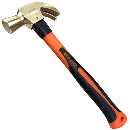 WEDO Marteau Mecanicien Arrache-clou non étincelles, Marteau de Sécurité sans étincelles Marteaux, Bronze Aluminium, Norme DIN, Certificat BAM et FM, 230 g x 280 mm