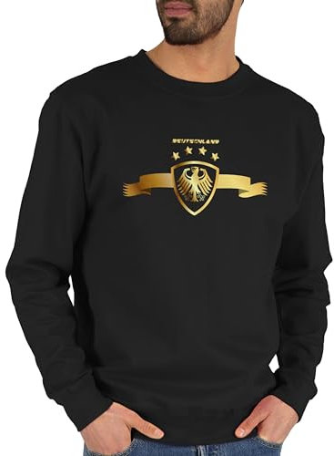 Sweater Pullover Sweatshirt Herren Damen - Fußball EM WM - Deutschland Adler Germany - XL - Schwarz - deutschland-fanartikel europameisterschaft deutsche fanartikel fussball deitschland 2022