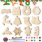 NHOWIN 60 Stück Basteln Weihnachten-12 Verschiedene Formen DIY Bastelset Weihnachten Mit Farbfarben, Pinseln, Juteschnur&Glocke, Christbaumschmuck Holz Deko Weihnachten Geschenkanhänger Weihnachten