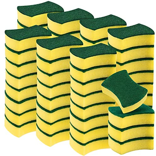 JEUIHAU 60 Pack 10x8x3cm Scrub Sponges, Dual-Sided Non Scratch Dish Sponges for Kitchen Household Cleaning