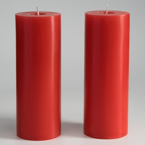 Memoward blockljus rött, ljus stor uppsättning av 2, lång brinntid ca 100 timmar, ren förbränning, oparfymerad, för hushåll, fester och gastronomidekoration, mått 7,5 x 20 cm (7,5 x 20 cm, röd)