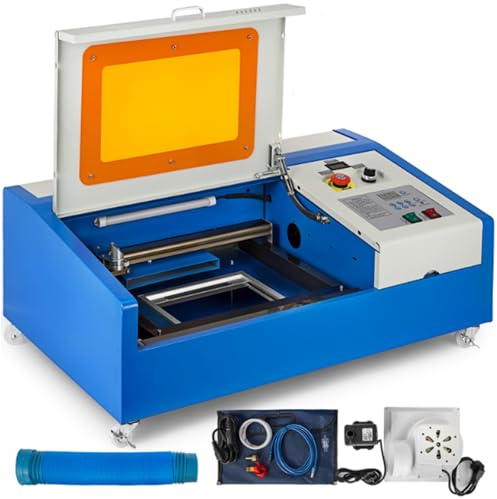 Laser Graviermaschine 40W Laser Cutter Graviermaschine Lasergravur Maschine Laser Engraver CO2 mit USB-Anschluss Gravurbereich 300x200mm 220V Europlug Holz/Papier/Kunststoff/Leder (Blau/Weiß)