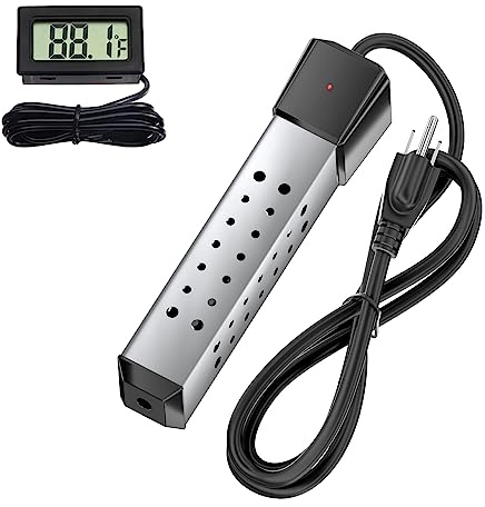 YOUTHTXY 2000W Immersion Water Heater for Pool and Bucket Use, Rapid Heating with Digital LCD Thermometer, Anti-Scald 304 Stainless Steel Guard, Portable&Submersible, Heats 5 Gallon Water in Minutes
