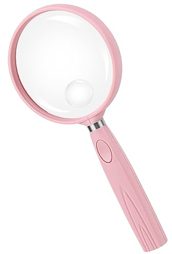 Feosky Loupe de Lecture Portable, loupe 10x 30x, lentille incassable de 75 mm, Caoutchouc avec poignée Souple antidérapante pour Lecture des Personnes âgées, Exploration de la Nature, Observation des