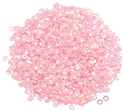 QUARKZMAN Paillettes Sfuse 4mm Glitter 3000pz a Tazza per Ricamo Creazione Gioielli Artigianato Cucito, Rosa Chiaro
