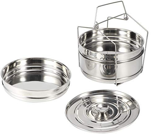 3 Tier 3PCS Stainless Steel Pan Set, Stackable Cooker Pot Set with Lid Cook Food Pressure Pot Accessories