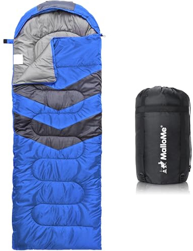 MalloMe Sacchi a pelo per adulti con clima freddo e caldo, sacco a pelo da campeggio per bambini da 10 a 12 anni, ragazze, ragazzi, leggero, compatto, essenziale da campeggio, accessori essenziali per