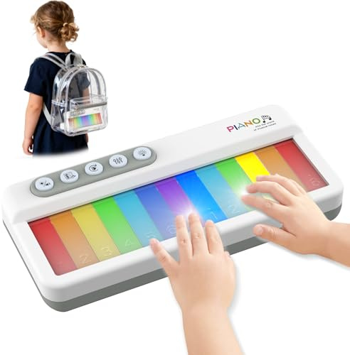 Pup Go Pianoforte Elettronico Giocattolo per Bambini 2+ Anni, Regali Natale, Tasti Touch Screen con Retroilluminazione Multicolore, 5 Strumenti, 13 Canzoni Dimostrative, Clavier Musicale Portatile