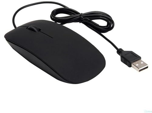 Simple Slim USB 3.0 Wired Mouse - 2.4GHz Optical, 3-Button, 1600 DPI, Ultra-Slim for Desktop, Laptop Gaming Accessories (Black)