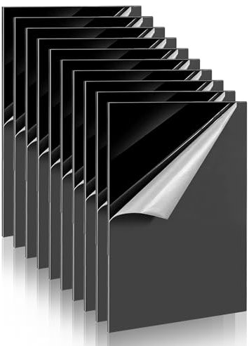Taiyeestar 10 pièces plaque acrylique noire 13 x 18 cm, plaque en plastique verre acrylique plaques acryliques 2 mm, plaques en plastique pour affichage, peinture