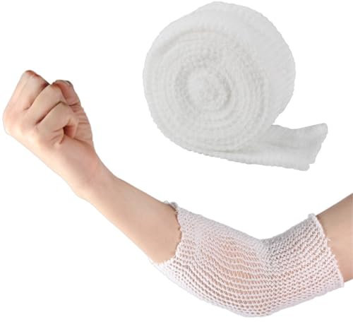 Benda a Rete Tubolare Elastica, 1 pezzo Rete Elastica Fasciatura,Bendaggio Elastico Tubolare, Garze Orlate idrofile Per Medicazione 2.5 cm x 2 m, Benda Tubolare Rete,Benda Elastica Medicazione