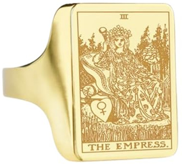 925 sterlingsilver Kejsarinan | Guldpläterad ring | rektangulär sigillring 16 x 12 mm | Bandstorlek US 5–12,5 Avelaibal | LKDR_0297