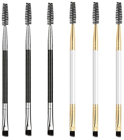 LauCentral Duo Eyebrow Brush,Angled Brow Brush & Spoolie, 6 Pack Brow Tool for Filling, Sculpting Brows and Eyelash Tinting