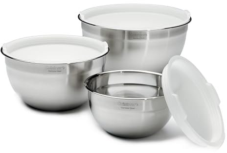Cuisinart CTG-00-SMB Stainless Steel Mixing Bowls with Lids, 3 Piece