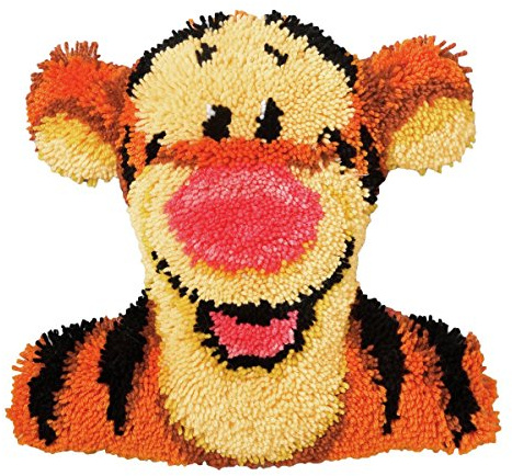 Vervaco Latch Hook Shaped Cushion: Tigger, Acrylic, Assorted, 30 x 2 x 20 cm