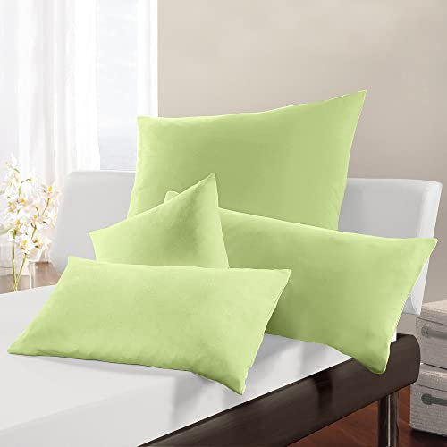 Erwin Müller Kissenbezug, Kissenhülle Interlock-Jersey, lindgrün Größe 40x60 cm - bügelfrei, mit Reißverschluss, 100% Baumwolle
