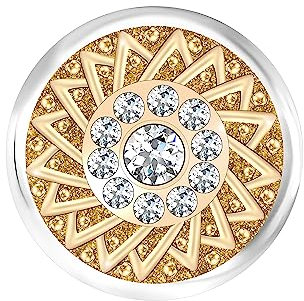 ANDANTE Chunk Click-Button Druckknopf (Goldene Blume) für Chunk-Armbänder, Chunk-Ringe, Chunk-Schlüsselanhänger und andere Chunk-Accessoires + Organzasäckchen