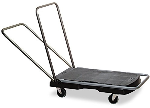 Rubbermaid 4400 Triple Trolley, Utility Duty/Straight Handle, 3-Inch Casters, Black