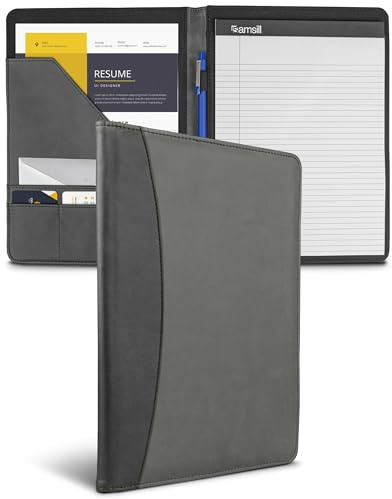 Samsill Two-Tone Padfolio, Resume Portfolio, Business Portfolio, with 8.5 x 11 Writing Pad, Gray & Black