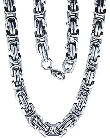 Kiss of Leather schwere Königskette aus Edelstahl, 9 mm dick, 60 – 70 cm lang (60)