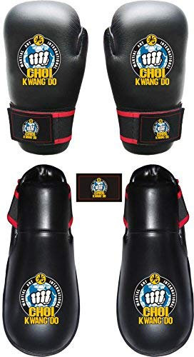 Playwell Choi Kwang Do (Ckd) Vinyl Semikontakt Sparring Stiefel - Schwarz - Schwarz, Large