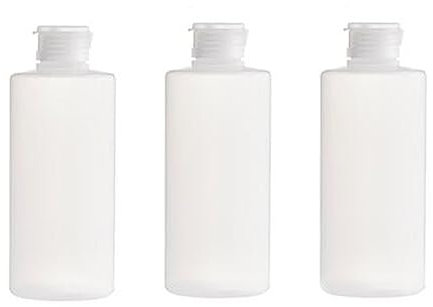 3Pcs 200ml Empty Refillable Clear Plastic Soft Tube Squeeze Bottle with Flip Cap Travel Bottle Makeup Cosmetic Toiletries Packing Storage Containers for Shampoo Body Wash Toner Lotion