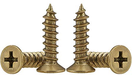 BOZONLI Viti Autofilettanti Testa di Svasata in Ottone, Viti Legno Testa di Piatta, Giallo, M4×30mm, 10 pcs