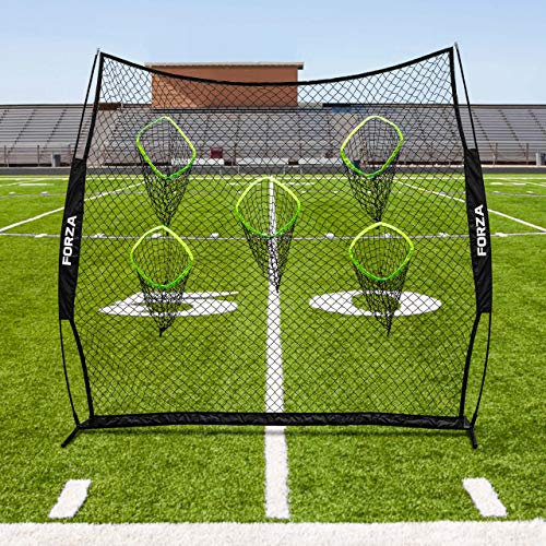 FORZA American Football Training Quarterback Netz - 2,4m x 2,4m tragbares QB Solo Trainer Fussball mit Tragetasche