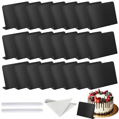 JULBEAR Kunststoff Buffet Schilder, 24 Stück Mini Kreidetafel Schilder Kreidetafeln zum Beschriften 7.7x10 cm Preisschilder Mini Kreidetafel Set für Hochzeit Buffet Party Café Bäckerei
